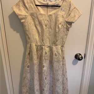 Shabby Apple Cream Swirl Midi Dress